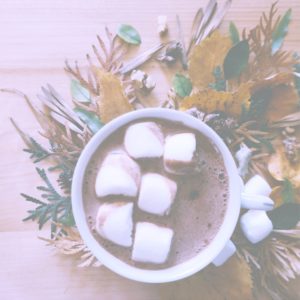 落葉とホットマシュマロチョコレート