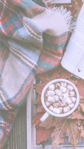 チェックの膝掛けとホットマシュマロ2