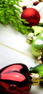 赤と緑のハートのツリー飾り2