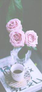 ピンクのバラとコーヒー1