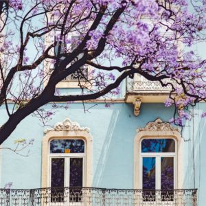 水色とピンクの家1