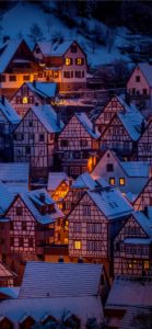 雪が積もった夜の町1