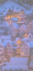 雪が積もった夜の町1