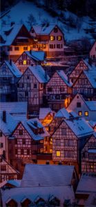 雪の街の夜の景色1