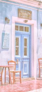 水色のドアのカフェ1