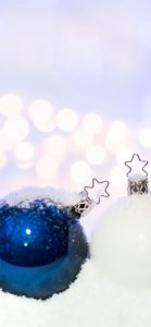 雪が積もった青いツリー飾り2