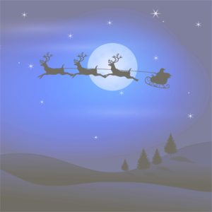 空を飛ぶトナカイのイラスト2