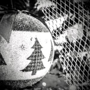 ツリー飾りのモノクロ写真2