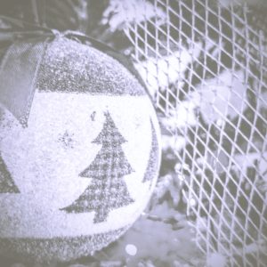 ツリー飾りのモノクロ写真1