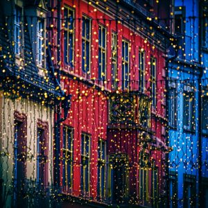 赤い建物のクリスマスの飾り1