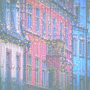 赤い建物のクリスマスの飾り2