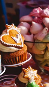 ハート型クッキーのカップケーキ1