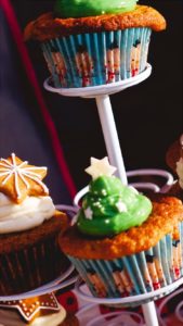 クリスマスツリーのカップケーキ1