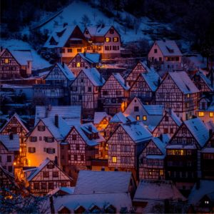 雪景色の夜の町2