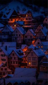 雪が積もった夜の町2