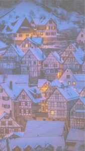 雪が積もった夜の町1