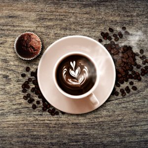 コーヒー豆とラテアート1