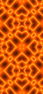 オレンジネオンのハートのパターン1