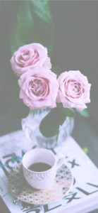 ピンクのバラとコーヒー2