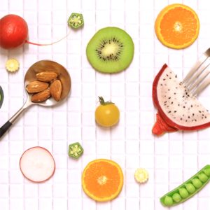 白いタイルに野菜1