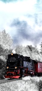 雪の中の蒸気機関車1