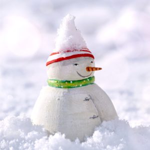 雪の中の雪だるま人形1