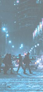 雪の街の横断歩道1