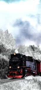 雪景色と蒸気機関車1