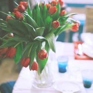 テーブルの赤いチューリップ2