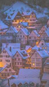 雪が積もった夜の町2