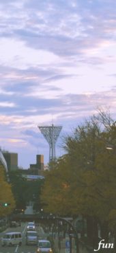 秋の夕暮れの街