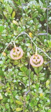 緑の中のハロウィン飾り