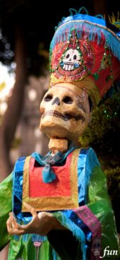 カラフル衣装のガイコツ