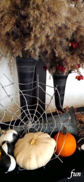 蜘蛛の巣とカボチャのハロウィン飾り