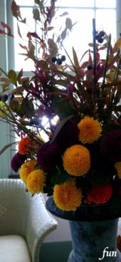 秋のディスプレイの花