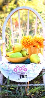 ラ・フランスと黄色の花