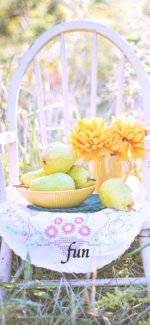 ラ・フランスと黄色の花