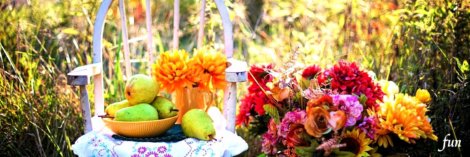 ラ・フランスと花