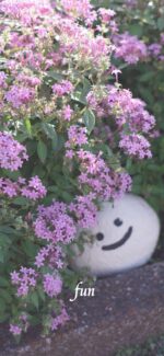 花と笑顔の石
